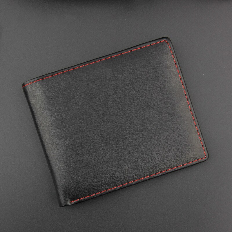 Mode Heren Portemonnee Purse Solid Pu Leather Black Eenvoudige Pure Korte Pocket Handtassen Card Photo Man goedkope