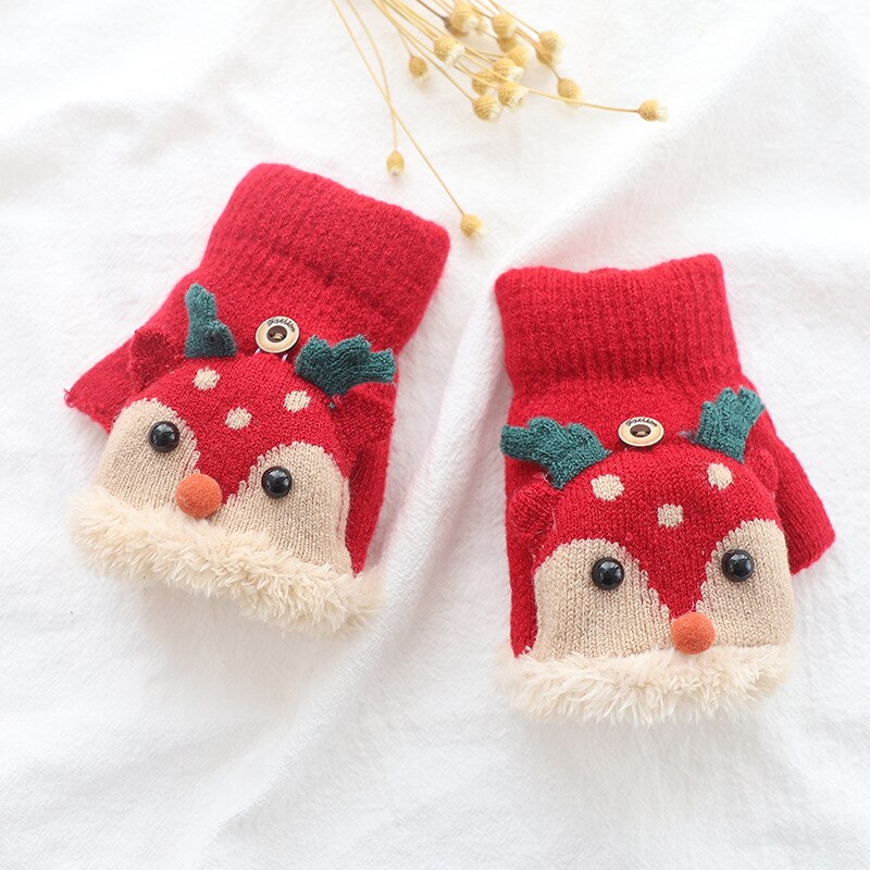 Weihnachten Elch Baby Handschuhe Halb Finger kippen Abdeckung Handschuhe Jungen Grils Ebene Warme freundlicher Handschuhe Gestrickte Handschuhe Baby Zeug
