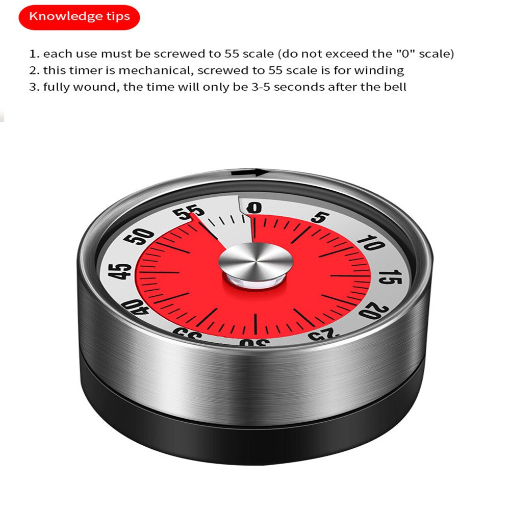 Stainless Steel Visual Timer Mechanical Kitchen Timer 60-Minutes Alarm Cooking Timer with Loud Alarm Magnetic Clock Timer 시계