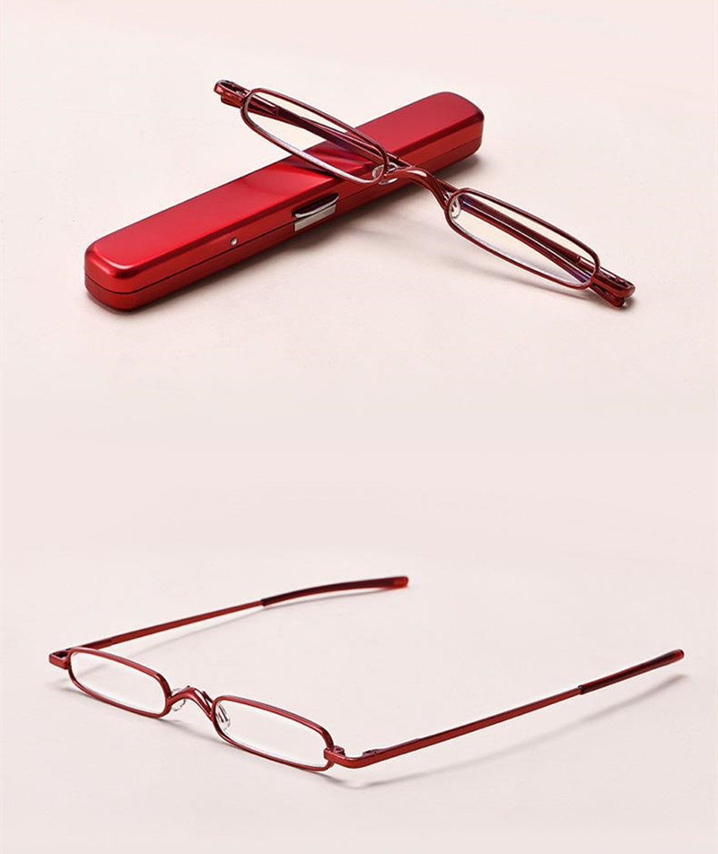Gafas de lectura de bolsillo Unisex, Mini lectores de Metal delgados con estuche de tubo de bolígrafo, dioptrías + 1,0/1,5/2,0,