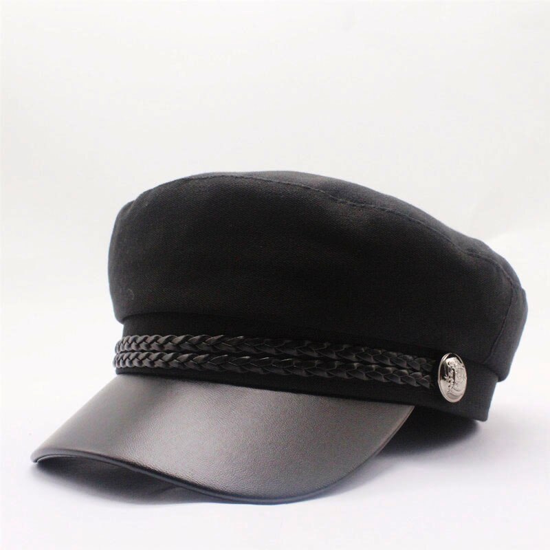 Blank black Newsboy Caps for Women Spring Autumn Winter Hats cotton Cap Winter Ladies Black Hat Beret Cap: black