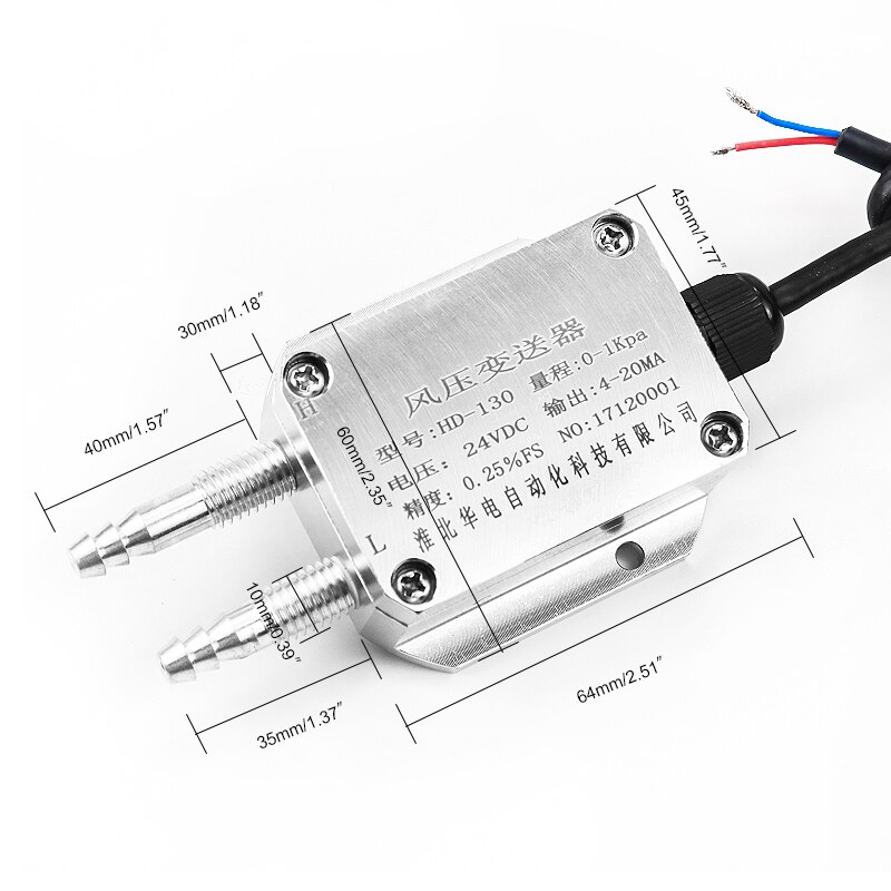 Digital Wind Differential Pressure Transmitter Sensor 4-20mA Air Differential Pressure Transducer