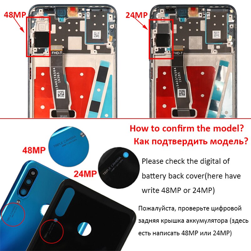6.15 "Display Voor Huawei P30 Lite Lcd-scherm Getest Touch Screen Vervanging Voor Huawei Nova 4e/P 30 lite MAR-LX1A LX1M Screen