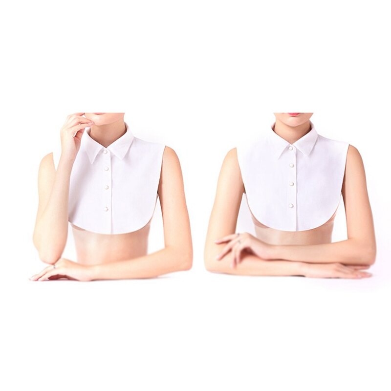 Women's Detachable Half Shirt Blouse Collar White
