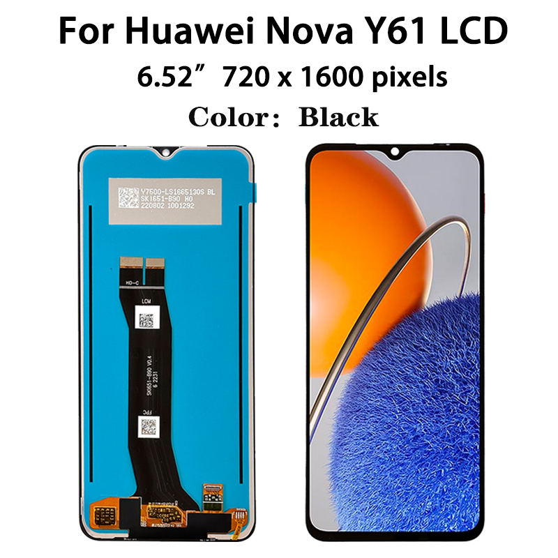 6,52 "para Huawei Nova Y61 LCD EVE-LX9 LX9N marco de pantalla Digitalizador de Panel táctil para Huawei Nova Y61 pantalla EVE-LX3 LCD