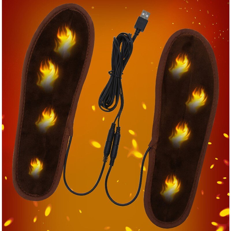 Data Line + plantillas para hombre y mujer, plantillas de calefacción de piel de felpa con USB eléctrico, plantilla calefactable para invierno, Unisex
