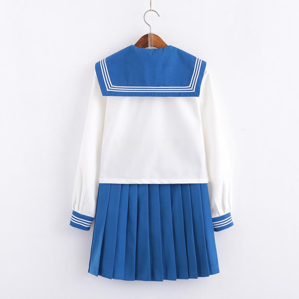 Sailor Suit Anti-wrinkle Navy Collar JK College Style Suit Basic Pleated Skirt for Women