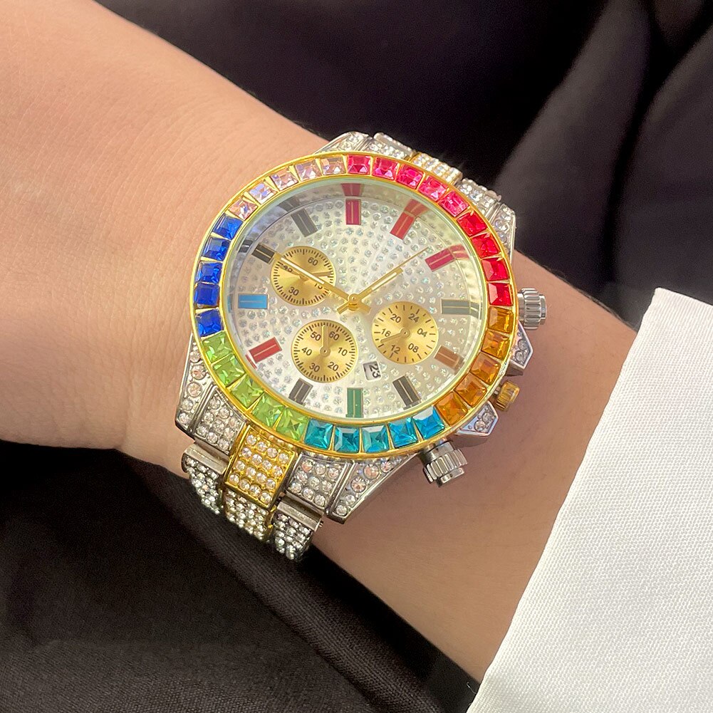 Reloj mujer bling full strass klocka lyx strass rund kvarts armbandsur armband dam & #39 ;s klockor klocka