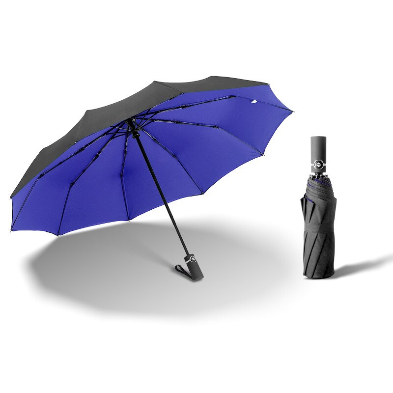 Starke Wind Beständig Doppel Voll-automatische Regenschirm Falten 10K Große Glasfaser Sonnenschirm Regen Für Frauen Männer Geschäft Regenschirme: Marine