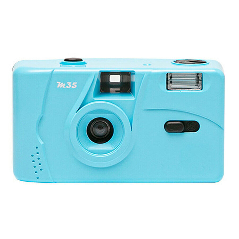 Vintage M35 35mm Manual Film Camera with Flash Function Reusable Non-Disposable Retro Film Machine Reusable Film Camera: Blue