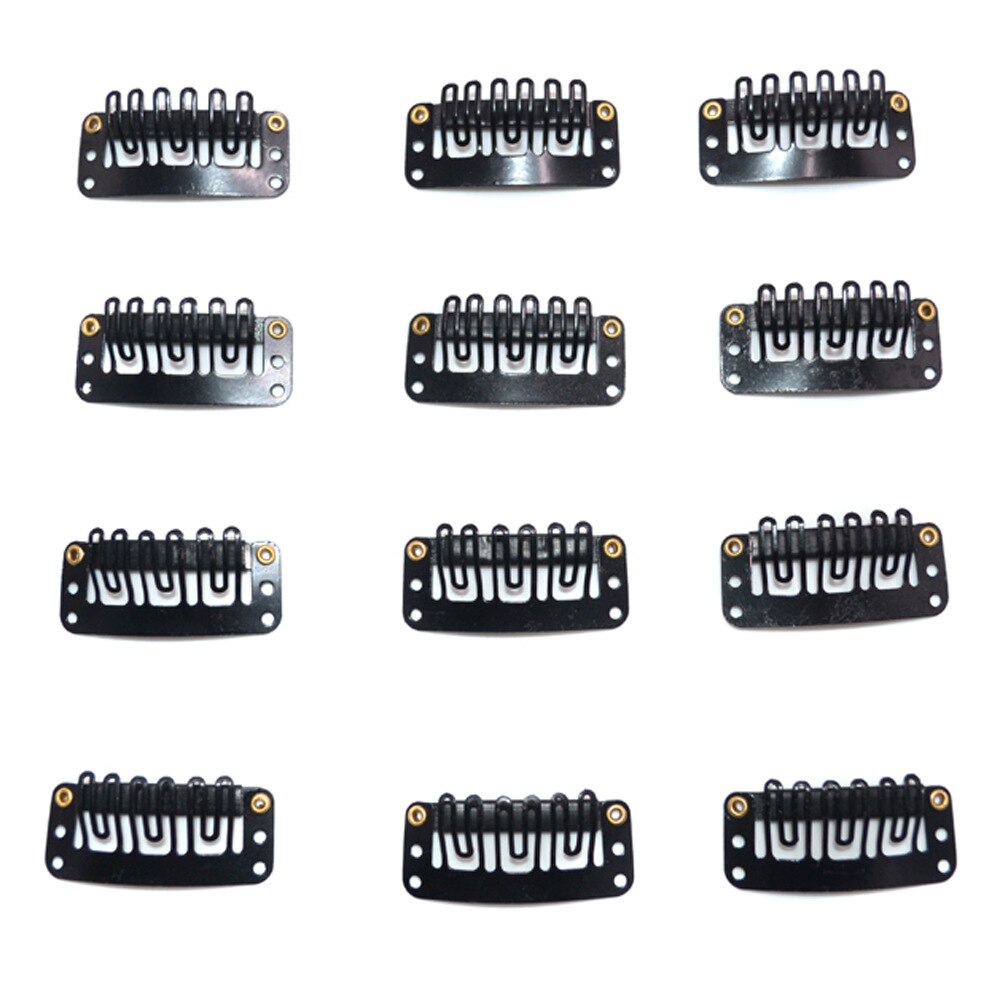 50pcs/Lot 32mm U Shaped Snap Clips For Hair Extensions Clip With Silicone Back Wig Clips For Clip In Weave Wig Accessories