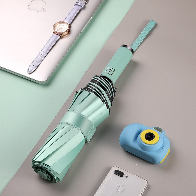 Womens Umbrella Windproof Strong Wind Resistant Men Folding Automatic Chinese 10K Sun And Rain Umbrella For Fish Big Parasol: green