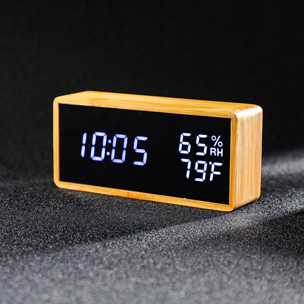 Rechargeable Alarm Clock Temperature Humidity Monitor Table Alarm Clocks Sound Control Snooze LED Digital Clocks Desktop Clocks