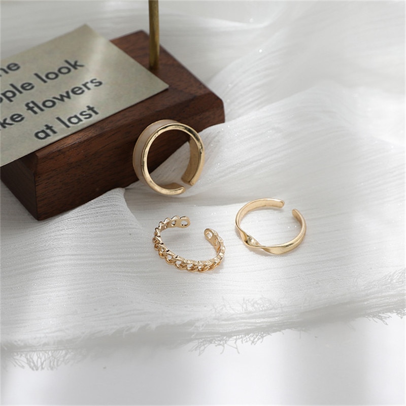 Rings For Women Jewelry Wedding Adjustable Opening Of Three-piece Suit Engagement Stainless Steel Ring Set