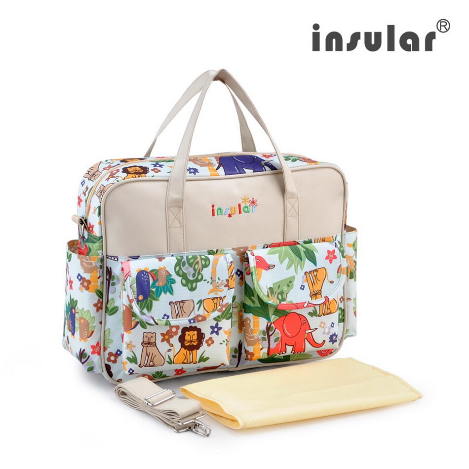 Waterproof Nappy Bag 210D Nylon Baby Diaper Bag Multipurpose Mommy Changing Bag: Animal World