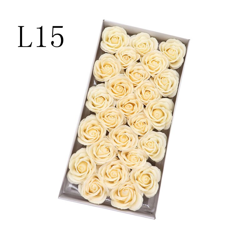 25 stk stor størrelse sæbe roser blomster hoved ægte touch sæbe roser kunstige blomster til gør-det-selv bryllup hjemmedekoration: L15