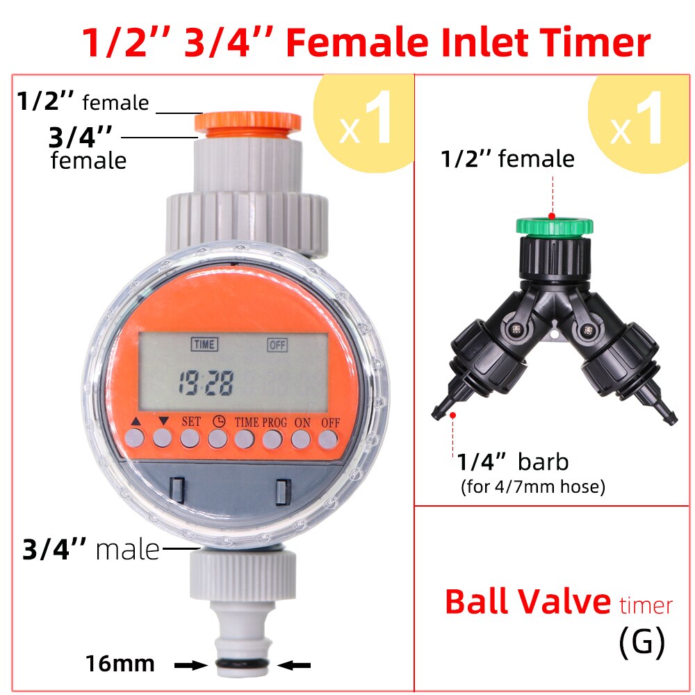 Automatic LCD Display Ball Valve Water Timer Plant Watering Electronic Controller for Home Garden Irrigation System Greenhouse: Gx1kit