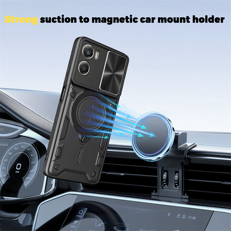 Voor Moto G86 G56 G06 Power Case Shockproof Armor Slide Camera Bescherm Back Cover voor Motorola G86 56, magnetische Ring Houder Cover
