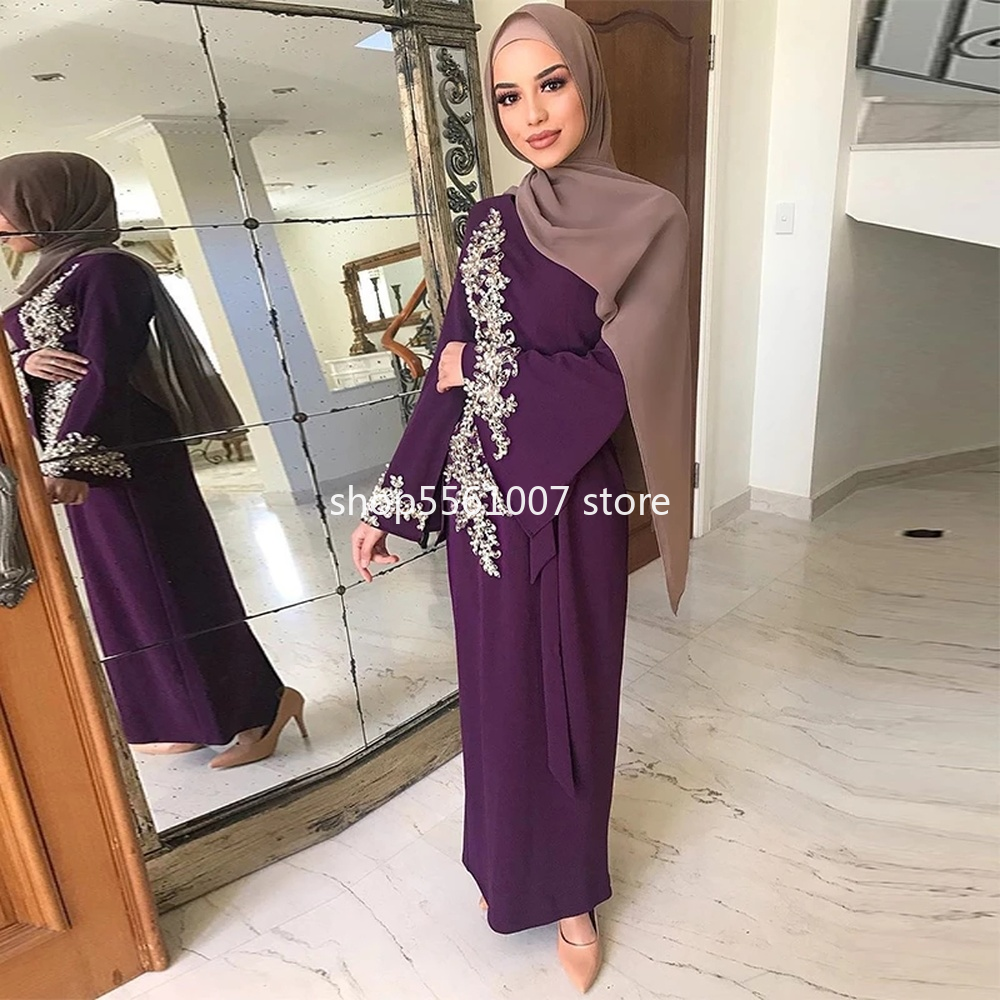 Abaya-Robe musulmane en dentelle perlée pour femme, caftan de Dubaï et de Turquie, vêtements islamiques, 2023