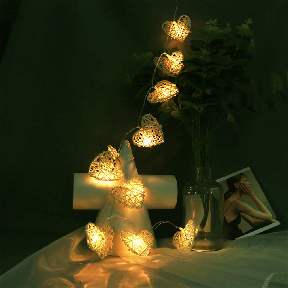 10/20/40 led rotan hart lichtsnoer op batterijen kerstverlichting voor #39 bruiloft decoratie