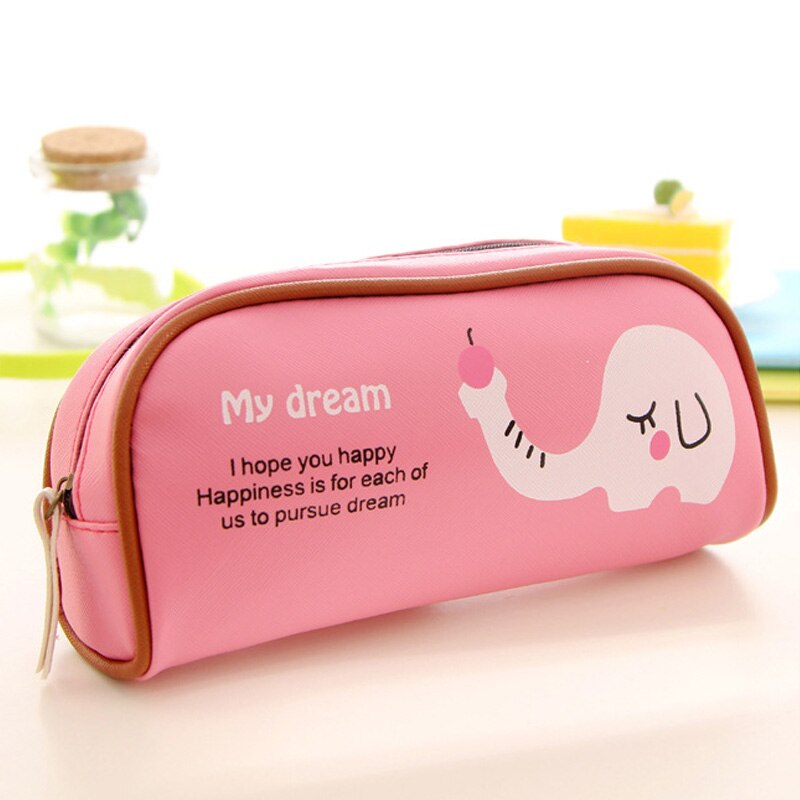 Estuche de lápices de animales para niñas y niños, bolso pluma dibujos , bolsa con cremallera de gran capacidad, suministros de papelería escolar: Rose-red Elephant