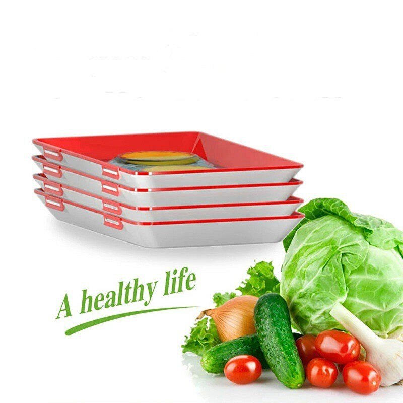 5PCS Food Preservation Tray ReusableFood Fresh Storage Container Plate Refrigerator Microwave Healthy Kitchen Tool