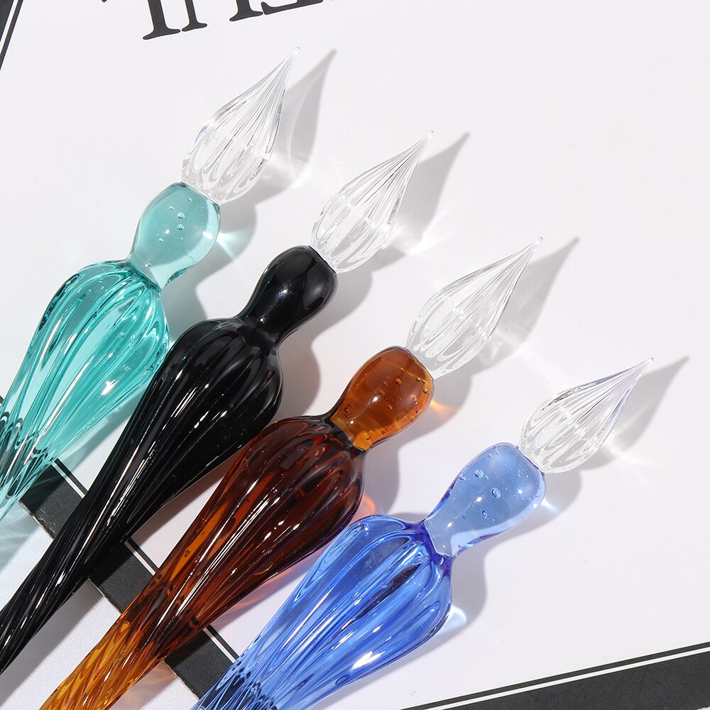 Pluma estilográfica Vintage de cristal, pluma de inmersión de cristal para rellenar tinta, firma, escritura, caligrafía, arte hecho a mano, accesorio de pintura, 1 ud.