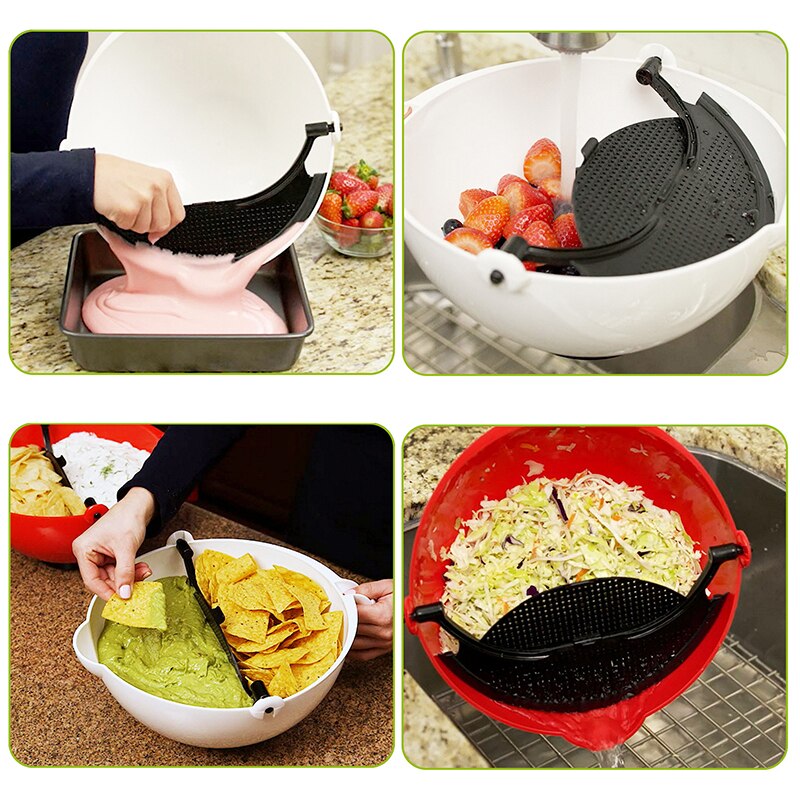 Panier de vidange ménager bol de mélange multifonctionnel avec spatule, saladier en plastique, bols de mélange multi-usages, accessoire de cuisine