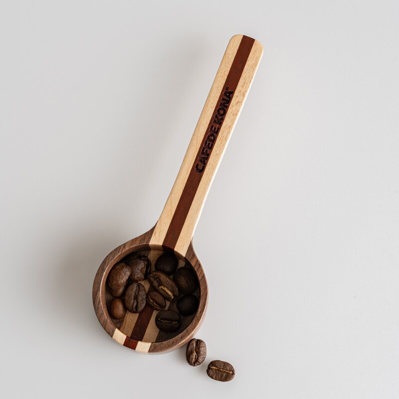 Cuchara medidora tipo pala de nogal, granos de café, herramienta de medición para cocina, cuchara de madera, serie A juego de colores