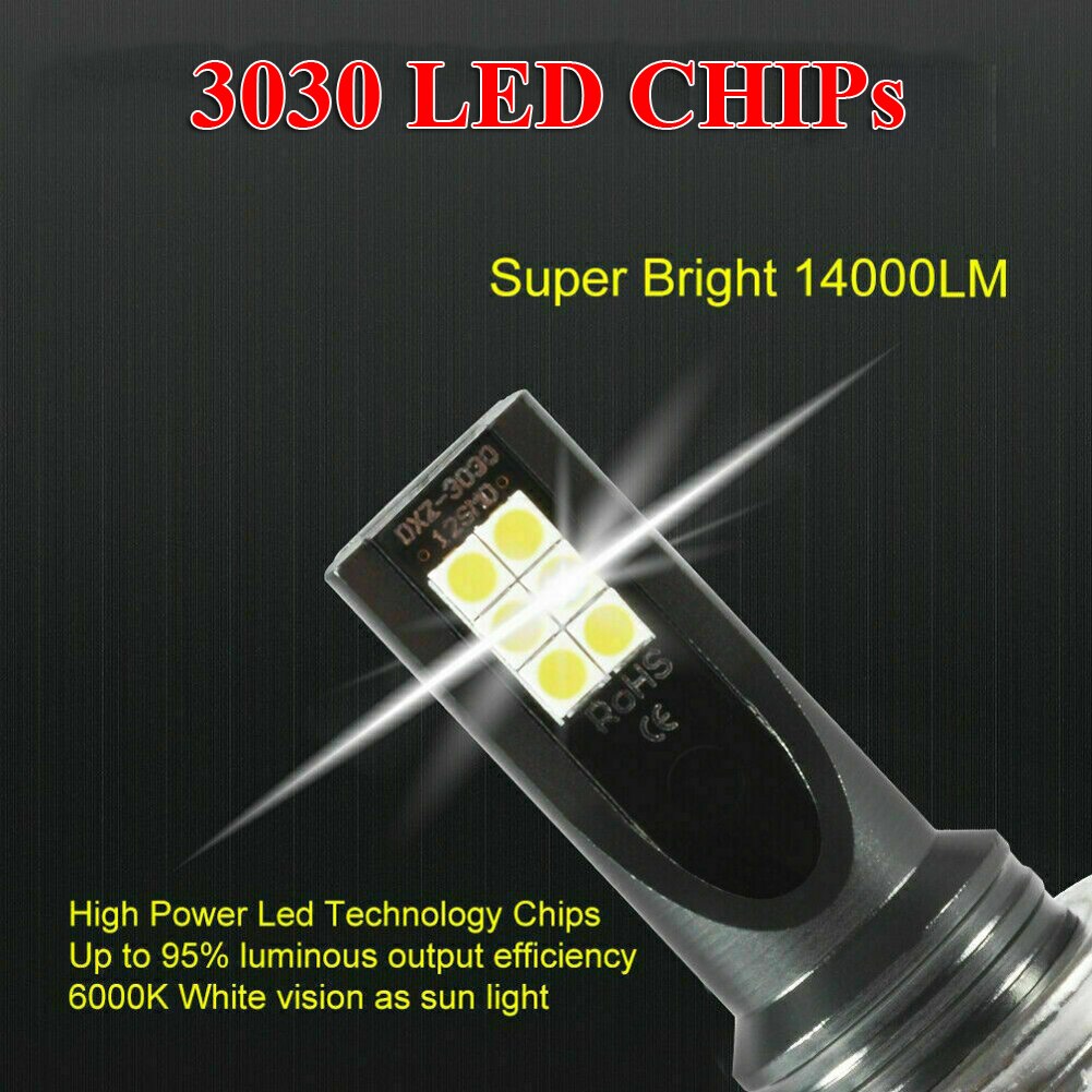 2Pcs H1 LED Fog Light Headlight Kits 100W 14000LM High Power Bulbs 6000K White Lamps
