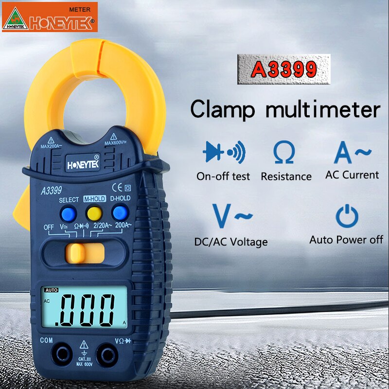 Mini Digital Clamp Multimeter Meter Tester Current AC/DC Voltage Resistance Capacitance Frequency Tester Detection，With battery