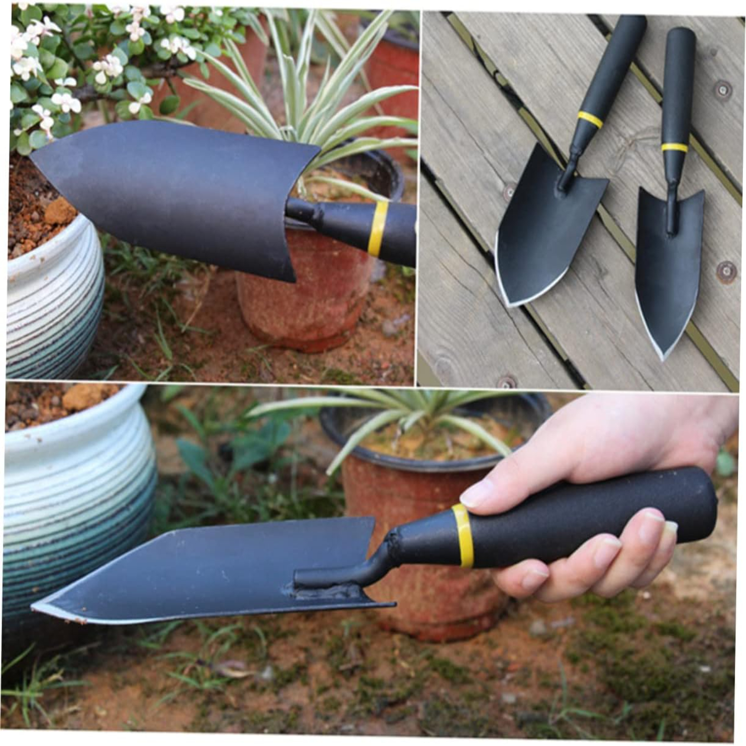 Juego de palas de mano de Metal duraderas para suculentas, jardinería de flores y excavación de verduras salvajes, pala de 3 piezas, Ideal para Campi
