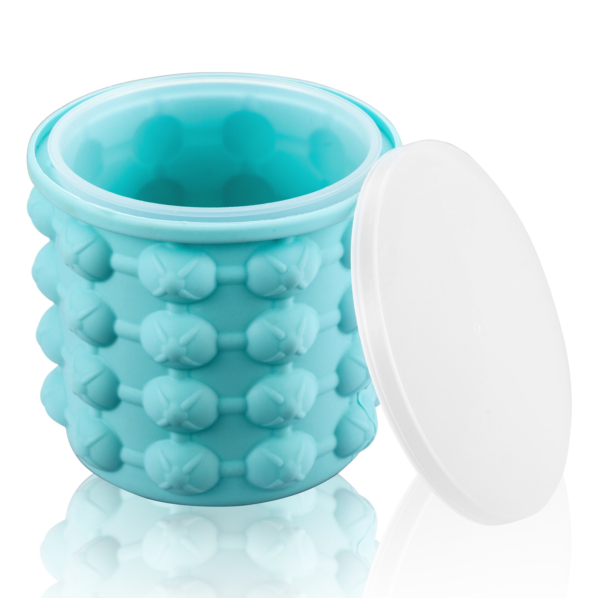 Ice Cube Mold Ice Trays Large Silicone Ice Bucket (2 in 1) Ice Cube Maker Round Portable For Whiskey，Cocktail, Beverages