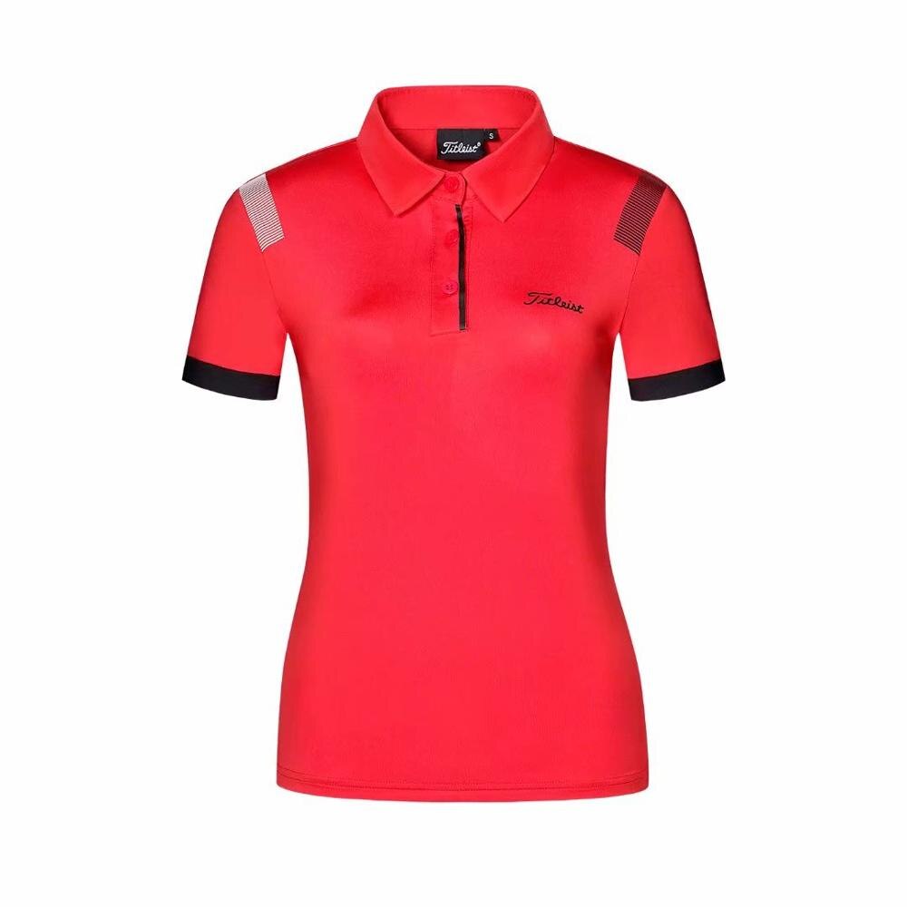 Golfbeklædning kvinders forår og sommer kortærmet t-shirt hurtigtørrende åndbar golfbeklædning golfbeklædning: Rød / Xxl