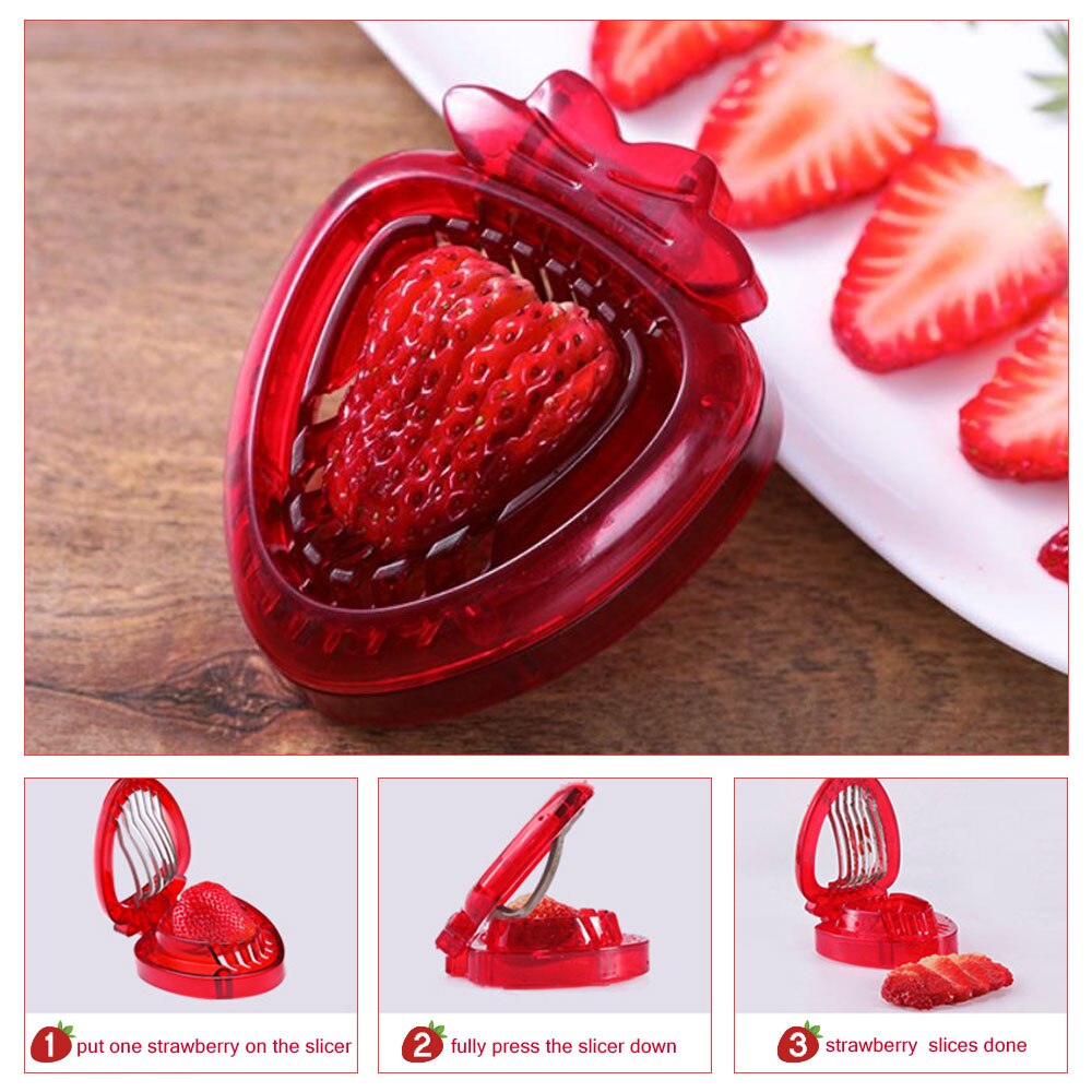 Jordbærskærer skærer udskærer frugt gadget værktøj jordbær stilk fjerner frugt udskæringsværktøj salatskærer kage dekoration