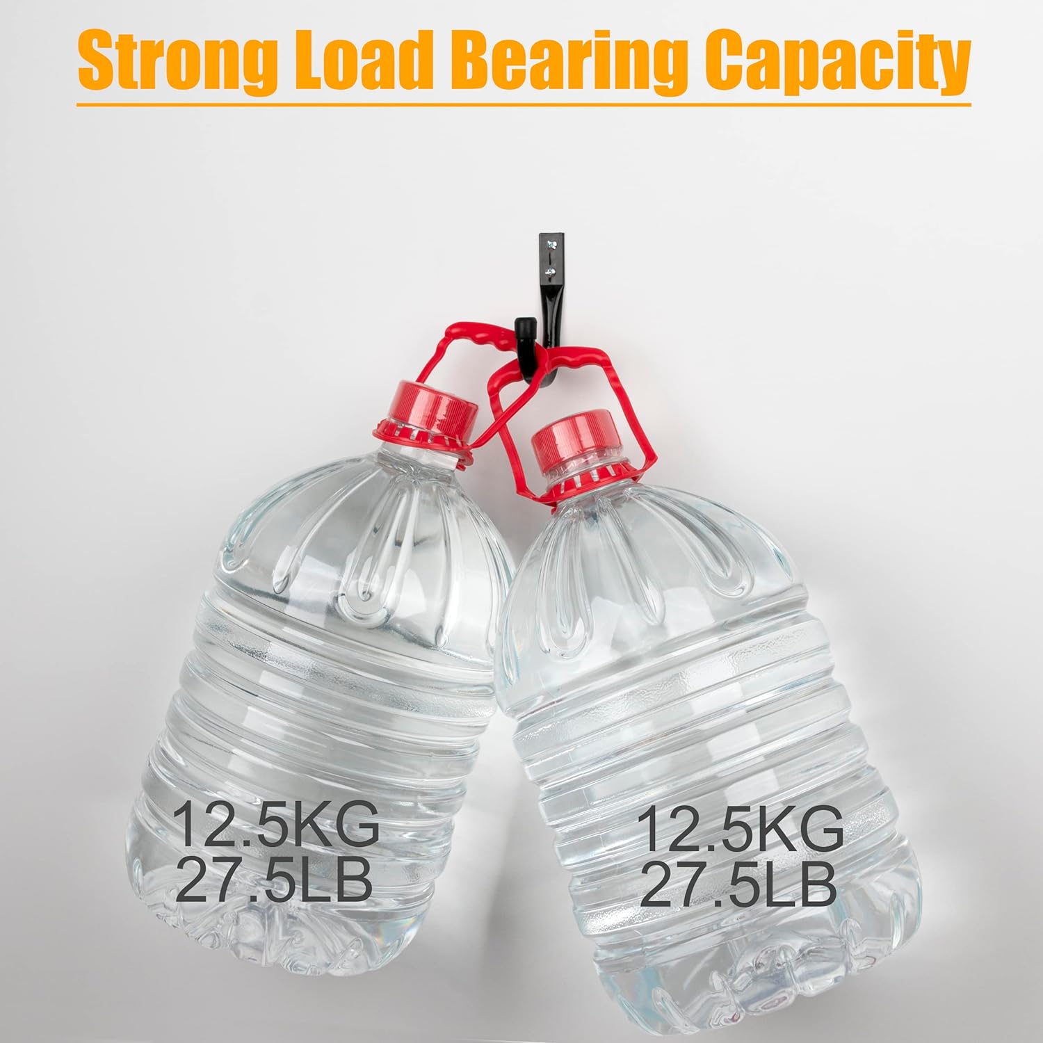 Pack of 6 Heavy-Duty Garage Hooks for Hanging, Large Garage Storage Hooks for Extension Cord Tool Cable, Black Wall-Mounted J Practical Hooks with Wall Anchors and Screws