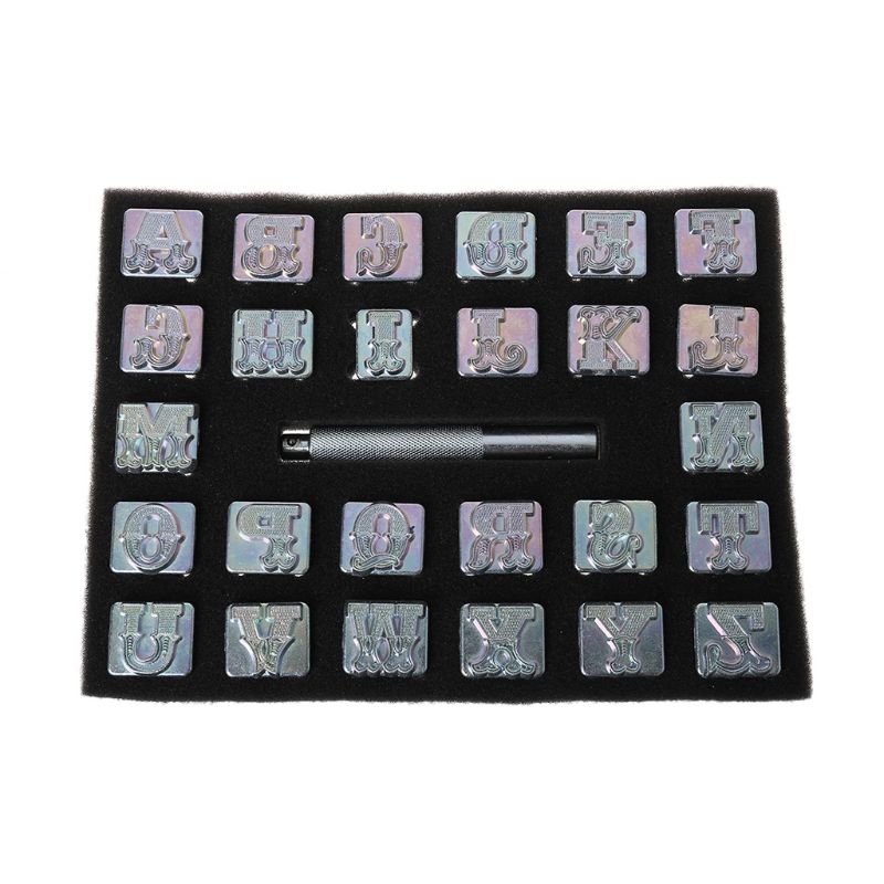 26pcs Steel Alphabet Letter Stamp Punch Set DIY Leather Craft Metal Punching Tools Kit