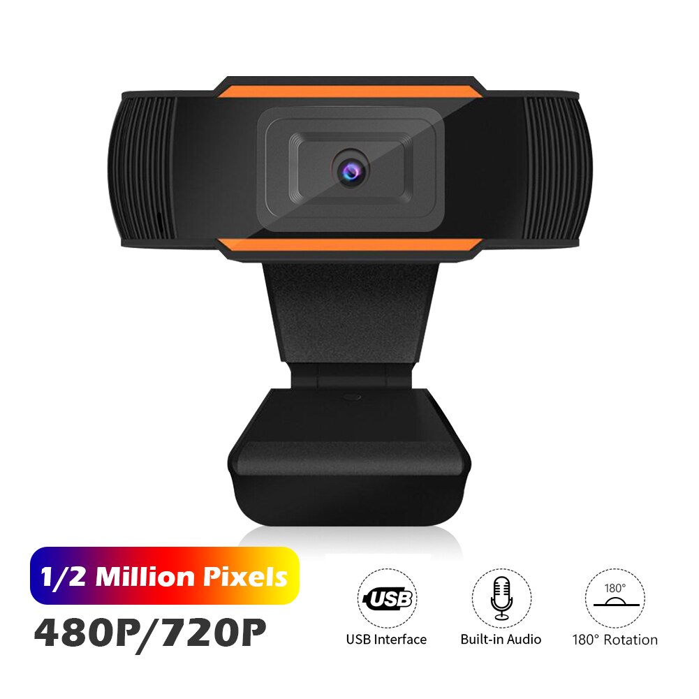 Cámara web con micrófono giratorio para PC, webcam de grabación de vídeo para trabajo, minicámara web 1080P, 720P, 480p, HD