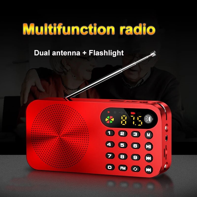 Mini Fm Radio Draagbare Fm Ontvanger Met Led Display Led Light Ondersteuning U Disk Tf Card Hoofdtelefoon Spelen 3600Mah oplaadbare Batterij