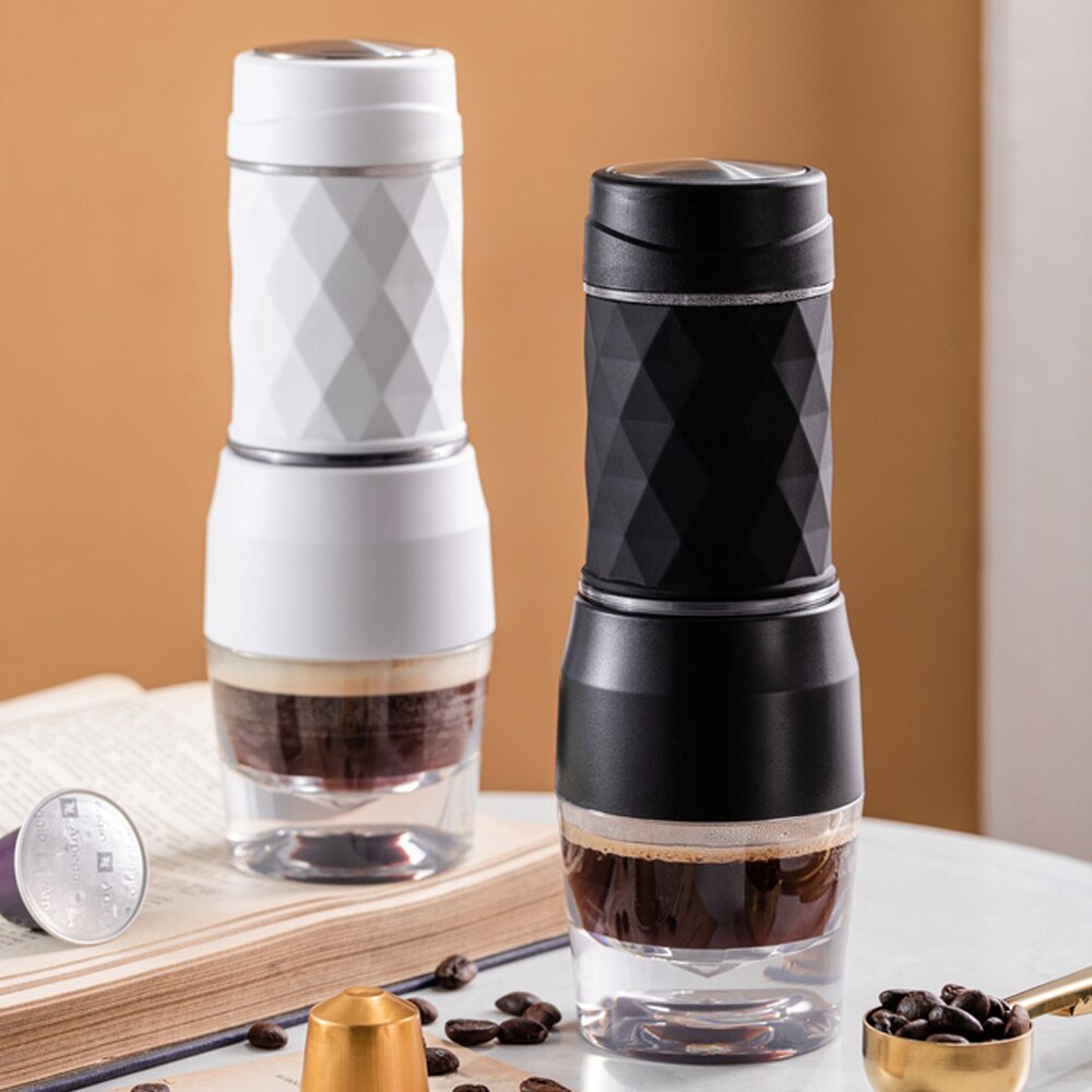 Mini espresso koffiezetapparaat, handmatig, draagbaar, handpers, koffiekopje, koffiepoeder/capsule, dubbel gebruik voor buiten, reiskeuken