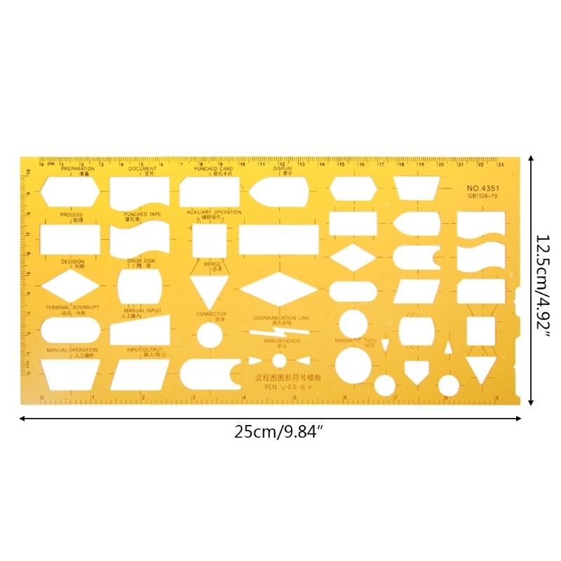 Xrhyy flödesschema symbol utarbetande mall linjal stencil mätverktyg elev skola produkt kit lab & vetenskapliga förnödenheter