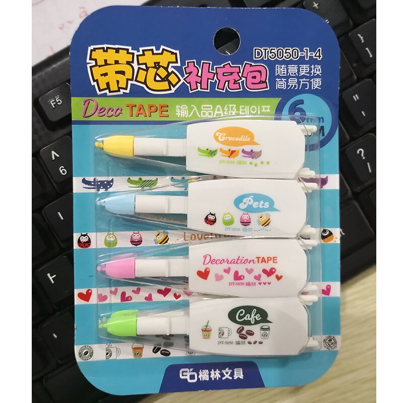 4 Stks/set Korea Creatieve Correctie Tape Refill Pack Leuke Sticker Voor Kids Cartoon Speelgoed Leermiddel