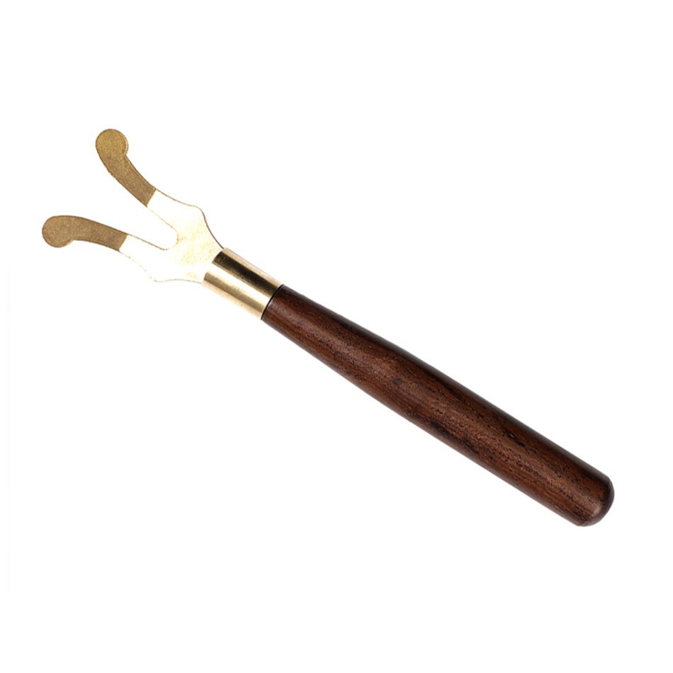 Te klip gaffel med træhåndtag tekande varmeisolering støbejern hoved kaffe tekande jern pot tilbehør: Gylden