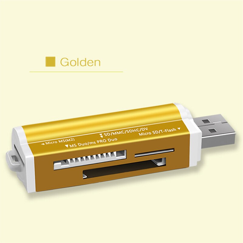 4 in 1 4 Slots Card Reader U Disk PC Phones Memory Cardreader Micro SD/SDXC TF Card Reader for Laptop Computer: Gold