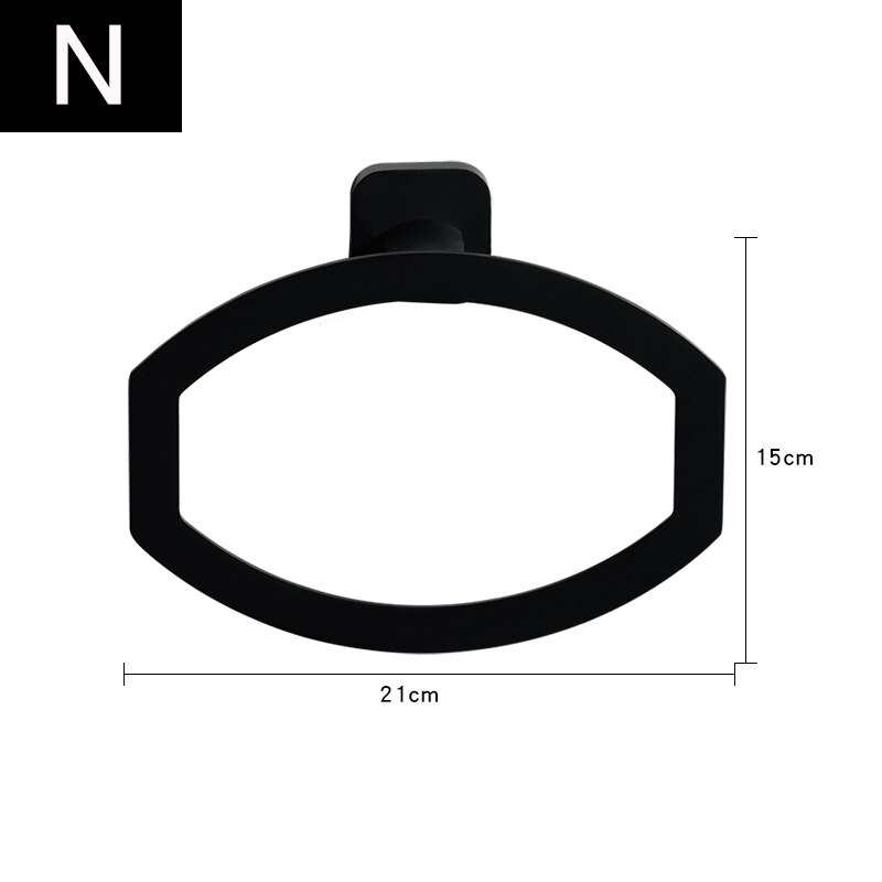 Zwarte Handdoek Ring Badkamer Handdoek Opslag Houder Hanger Handdoeken Rack Badkamer Wall Mount Badkamer Accessoires Haken Voor Thuis: N
