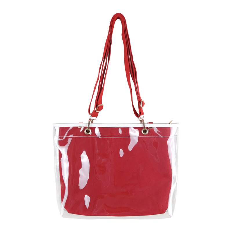 Double Sided Itabag Transparent Jelly Bags For Women Girls Clear PVC ita bag shoulder Itabag handbag Large capacity H211: red