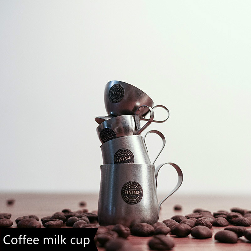 Hemliv i japansk stil retro kaffekanna mjölkkopp mjölkcylinder rostfritt stål matt kontorsklubbkaffeverktyg