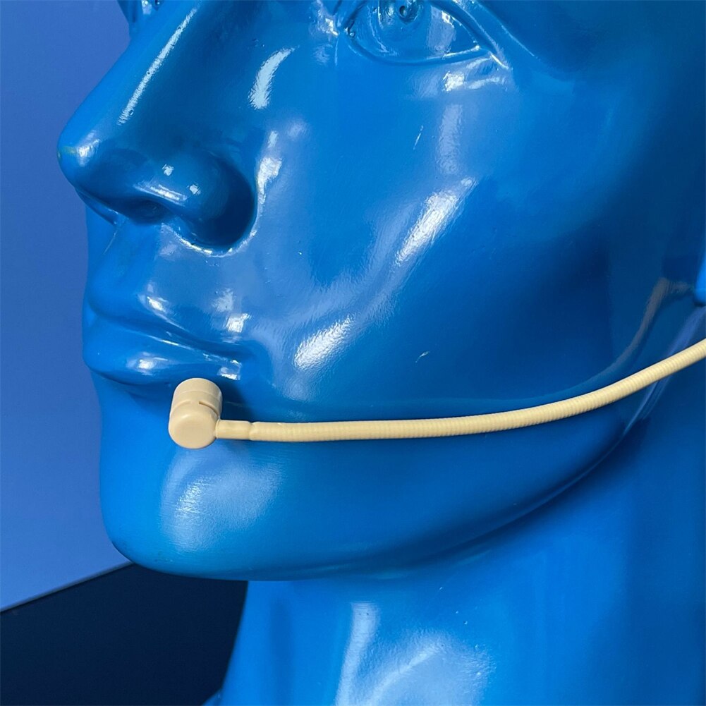 Unidirectional XLR 4-PIN Headworn Headset Wireless Microphone With 2* Microphone Cover For Shure Wireless Beige