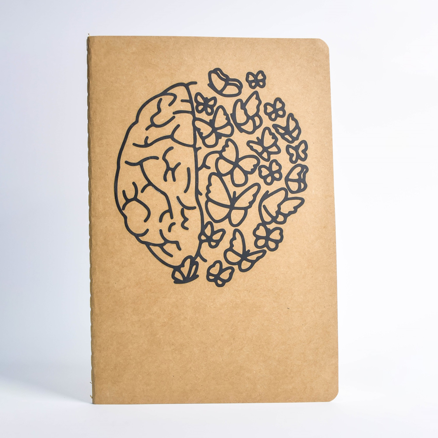 Notebook A5 Link Blank Paper Eye Protection Black Print Brain Lovely Note Books Journal Student Teacher Office Planner: Brain butterfly / Blank (A5)