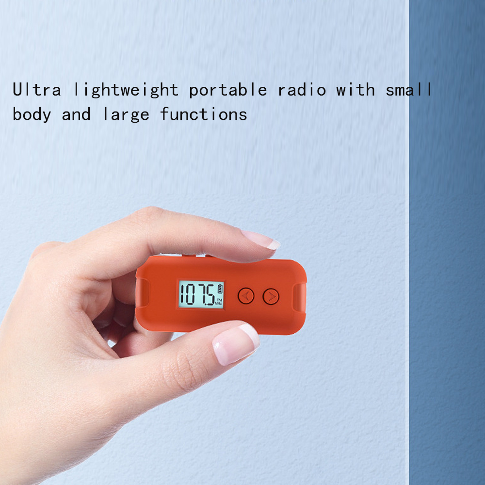 Ricevitore radio portatile 50-108MHZ radio FM tascabile con display LCD Display dell'ora degli auricolari da 3,5 mm Mini radio con cordino